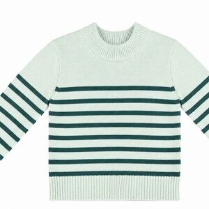 TUTTO Saltwater Emerald Striped Cotton Sweater (L)